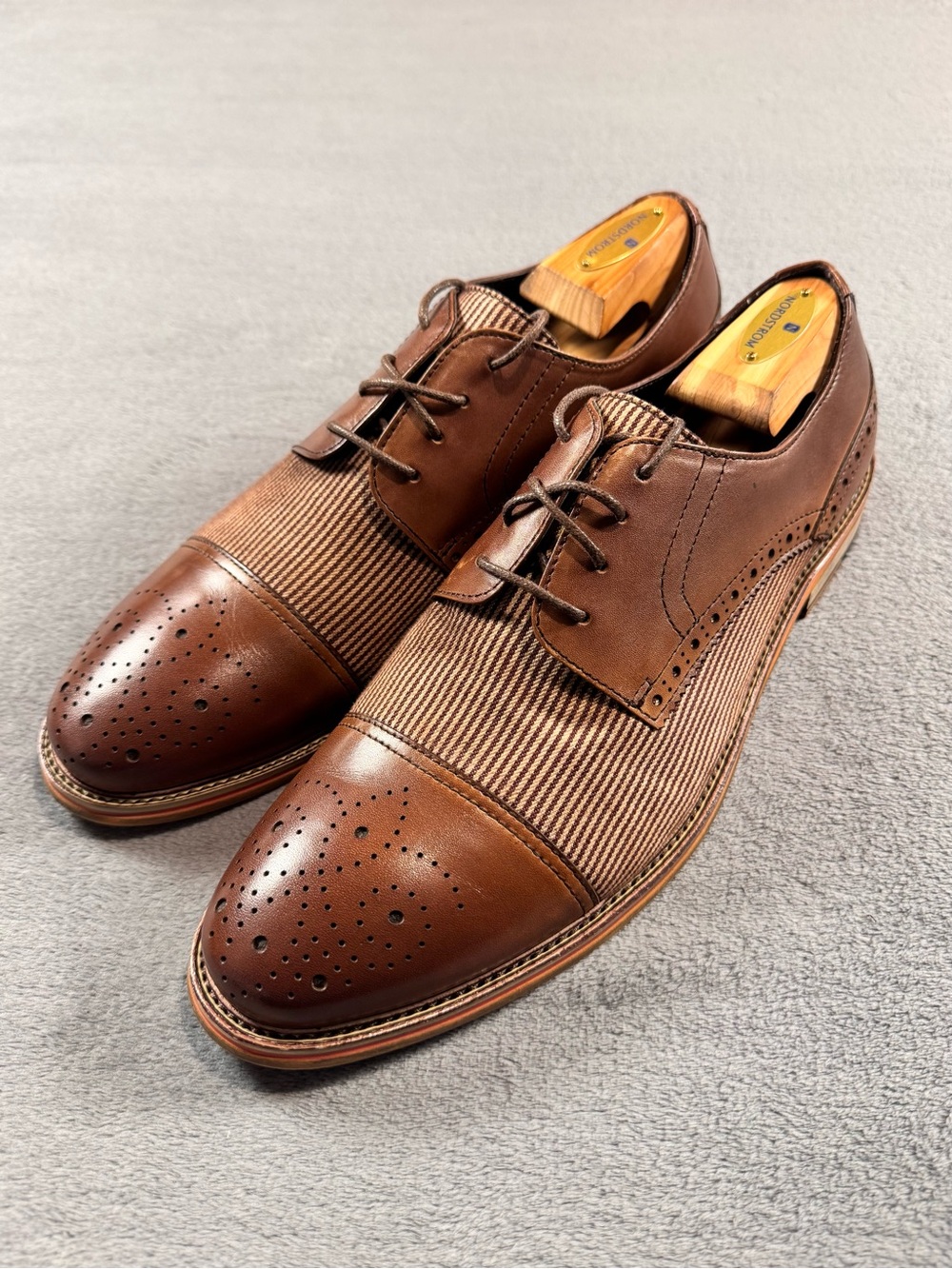Vintage Foundry Men's Zodiac Cognac Leather & Fabric Cap-Toe Derby Shoes